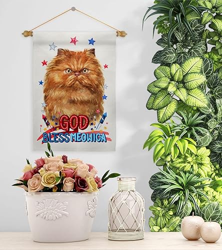 Miniatura 11 de Breeze Decor Juego de banderas de jardín persa patriótica bronceada de madera para gato, gatito, miow, pata estropeada, mascota, naturaleza, granja,