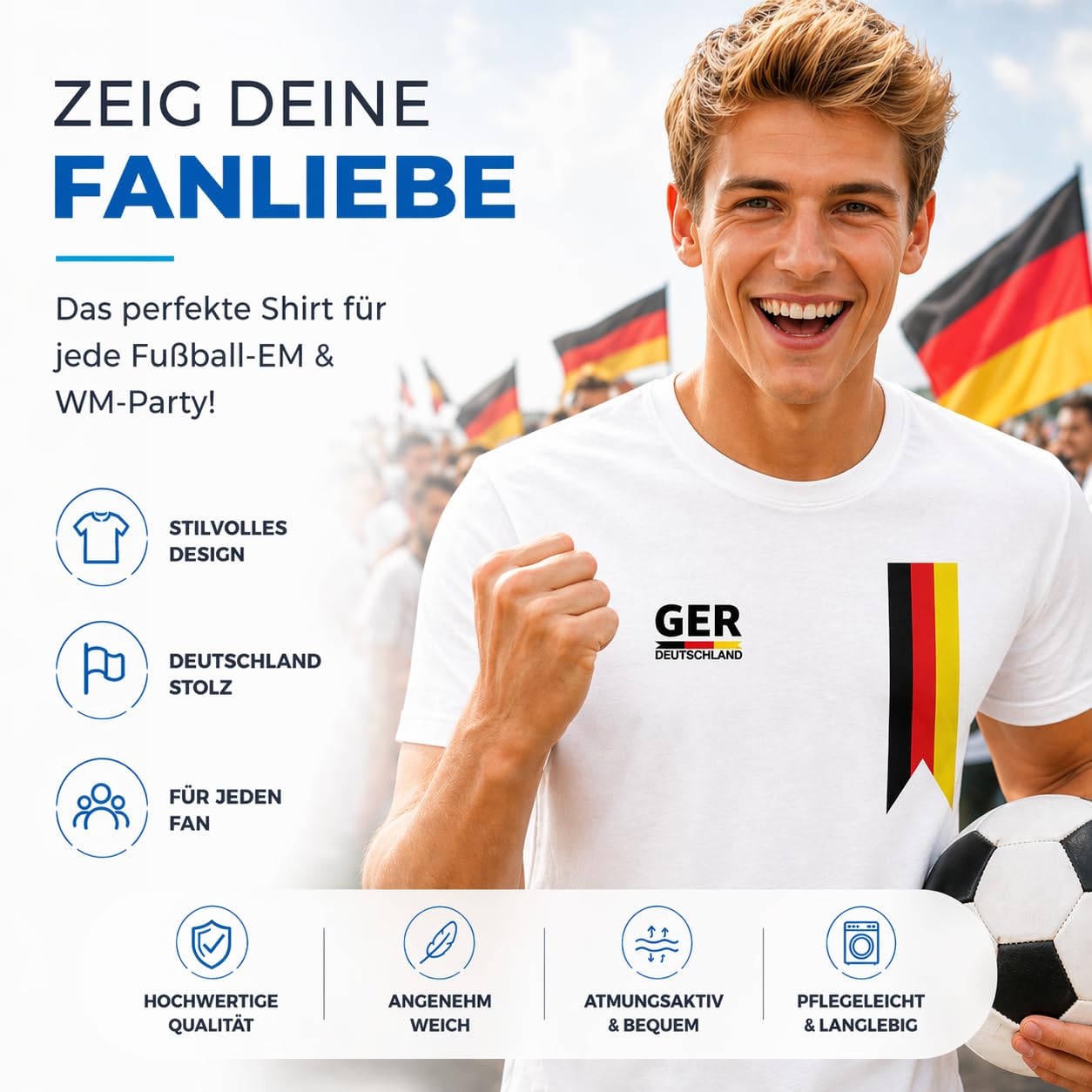 Maillot Allemagne Euro 2024 – Coupe d'Europe de football Allemagne – Unisexe & extra doux – Homme & Femme