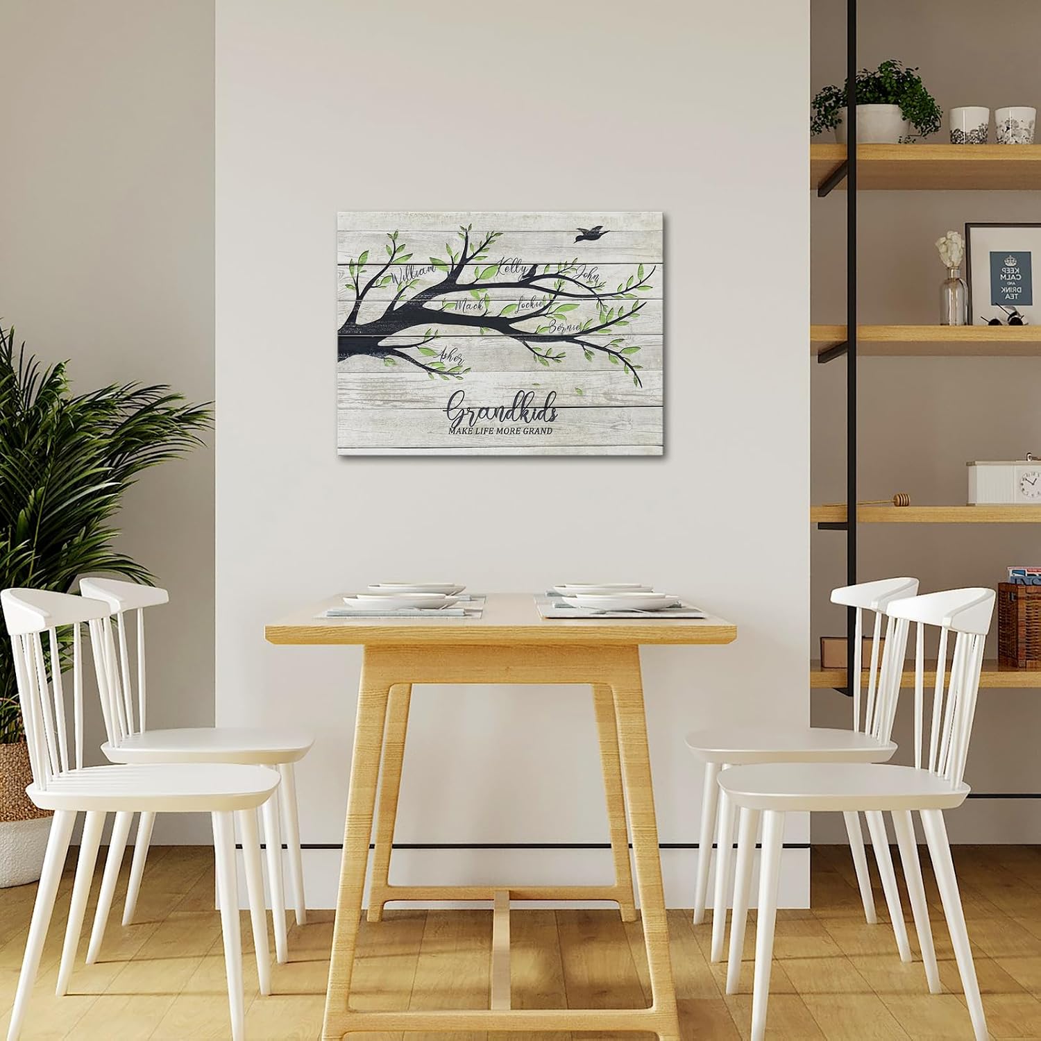 iLOOKLiKE Personalized Grandkids with Kids Names Wall Art Custom Unique Birthday Presents Family Tree Canvas Prints Mother's Day Gifts Ideas for Grandparents from Grandson Granddaughter