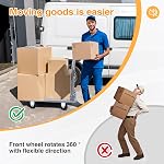 Folding Dolly Cart with Wheels Collapsible - Portable Foldable Moving Push Utility Flat Hand Trucks, Heavy Duty Trolley Dolley with 360 Degree Swivel Wheels 860lbs Weight Capacity (Sliver-Steel)