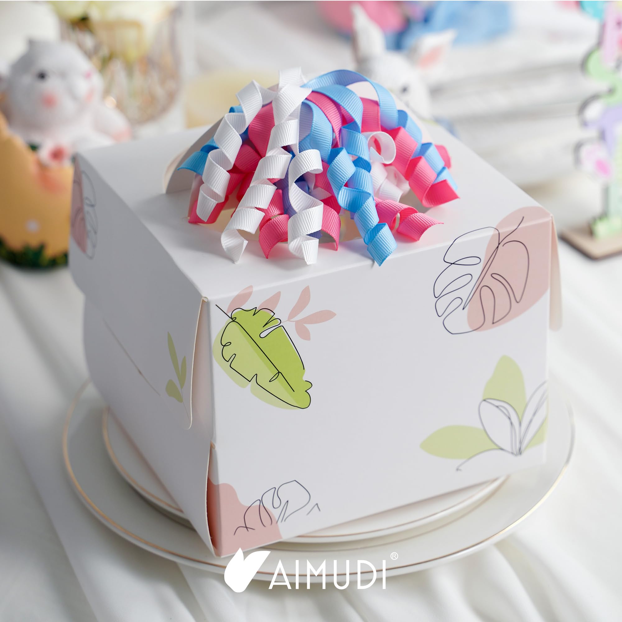 AIMUDI Różowe i niebieskie kręcone kokardki, 10 cm, ujawnienie płci, kokardki prezentowe, samoprzylepne, kokardki na baby shower, do pakowania prezentów, wstążka rypsowa, kokardki do torebek na