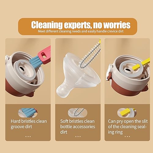 Miniatura 3 de Cepillo de limpieza 3 en 1 para tapa de taza, cepillo multifuncional de limpieza de botellas para botella de agua, tapa de taza, espacio para huecos