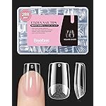 Beetles Gel Nail Tips Etch-X, Square Short, 288Pcs 12 Sizes, Pre-Etched Half Matte Full Cover Soft Acrylic Press on False Nail Tips Easy DIY Glue On Nail Extension Salon Gift for Women Girls