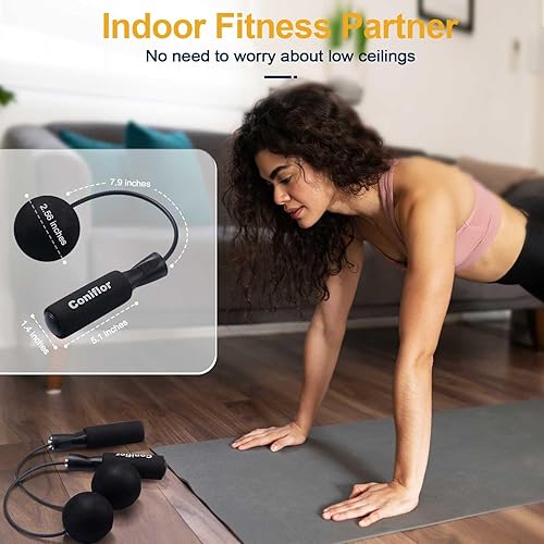 Miniatura 3 de Cuerda de saltar 2 en 1 para mujeres, hombres y niños, cuerda de saltar inalámbrica sin enredos con rodamientos de bolas y asas de espuma para