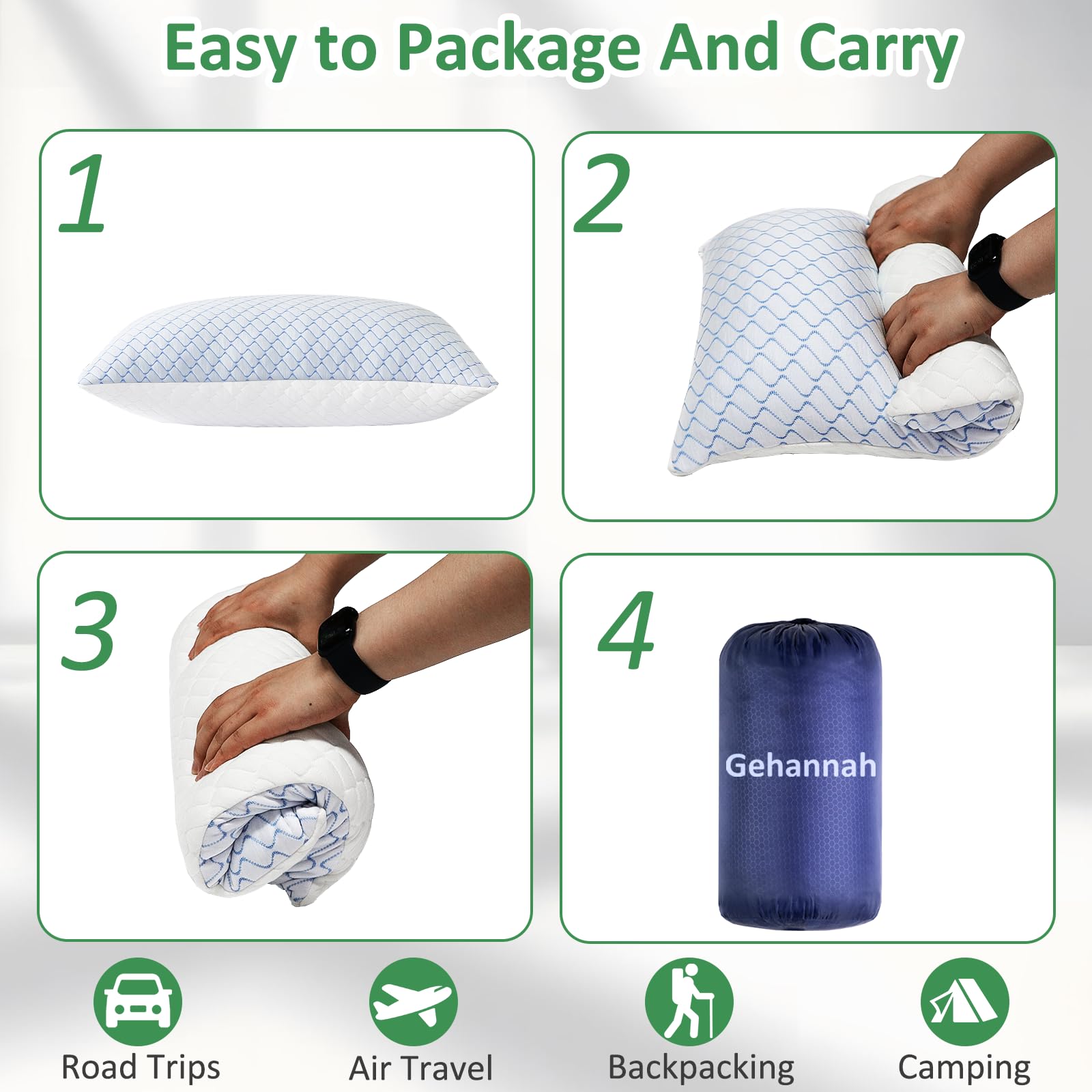 TAIKOUL Gehannah Travel Pillow - Compressible Camping Pillow for Sleeping