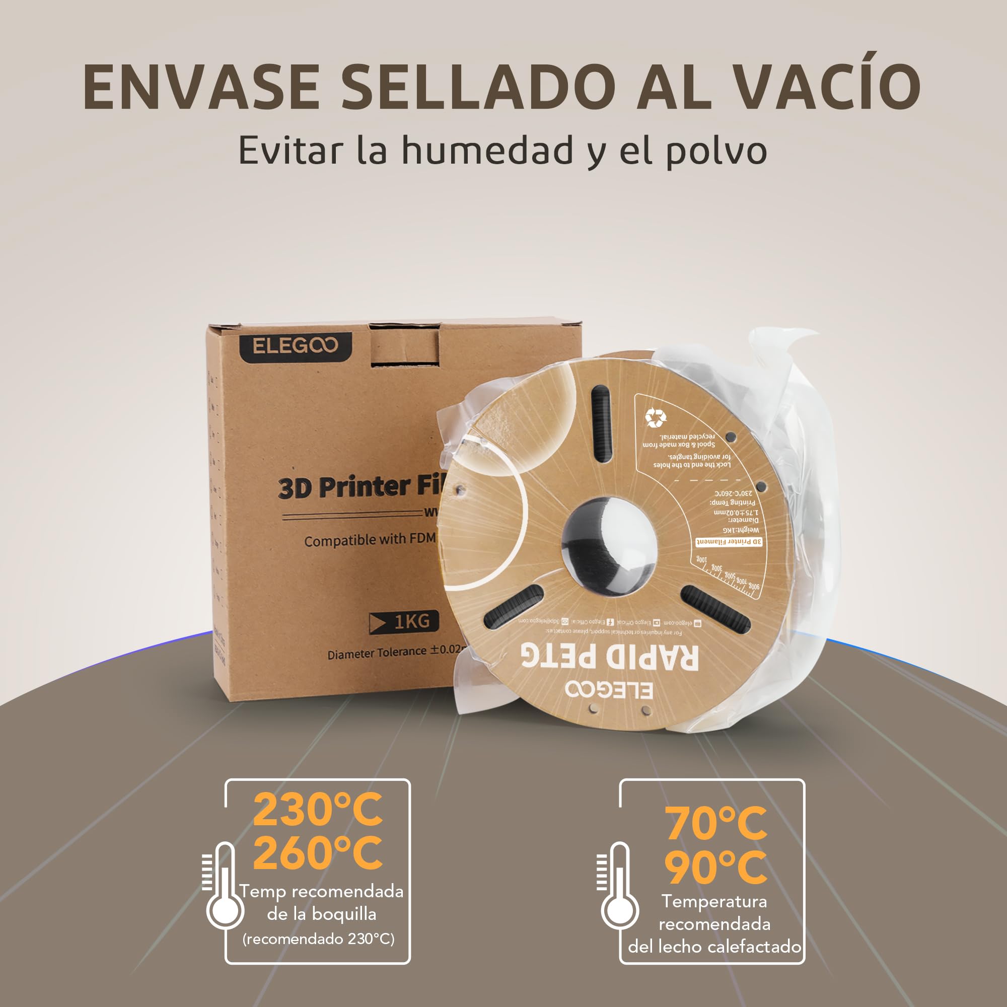 ELEGOO Filamento PETG Rápido 1.75 4KG Multicolor, PETG de Alta Velocidad 600mm/s para Impresora 3D, Precisión Dimensional +/- 0.02mm, Carrete Filamento 3D, para Mayoría Impresoras 3D