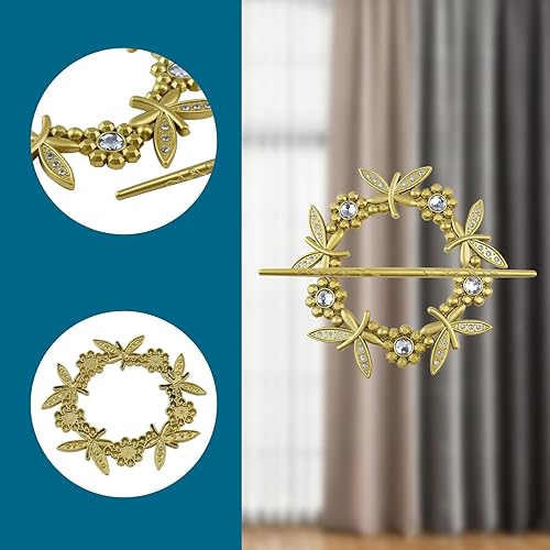 Miniatura 8 de Juego de 2 alzapaños redondos dorados para cortinas, clips de plástico para cortinas, abrazaderas de cristal para decoración de ventanas del hogar,
