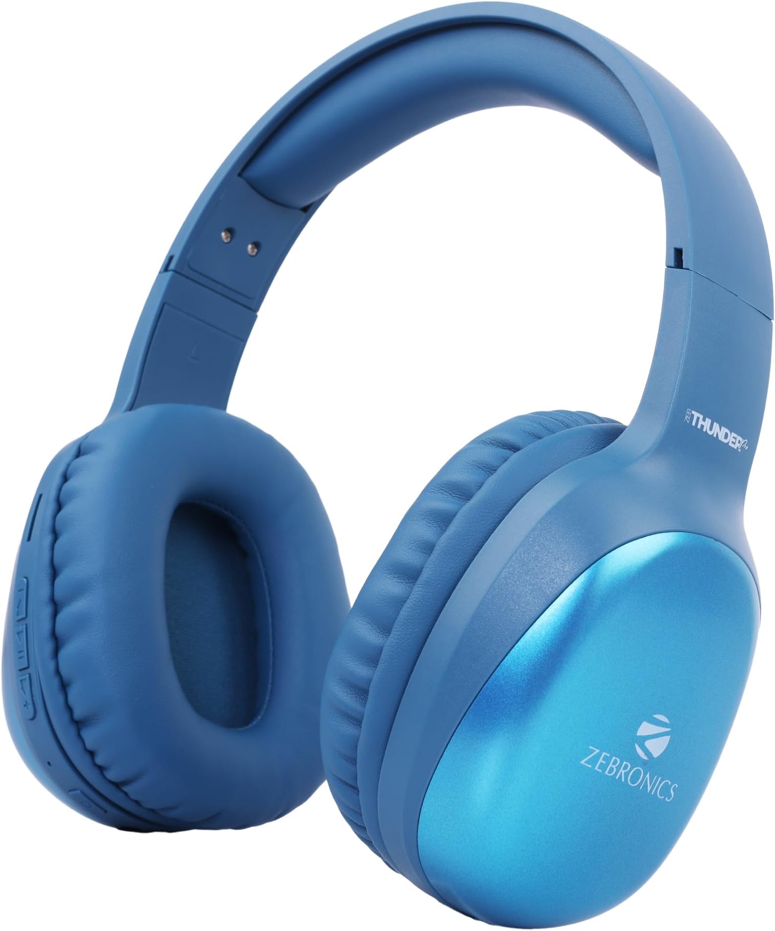 ZEBRONICS Thunder Pro Wireless Over Ear Headphone with Dual Pairing, Gaming Mode, Enc, Bluetooth, Call Function, Aux, Micro Sd, Voice Assistant, Deep Bass, Up to 60H Backup (Blue)