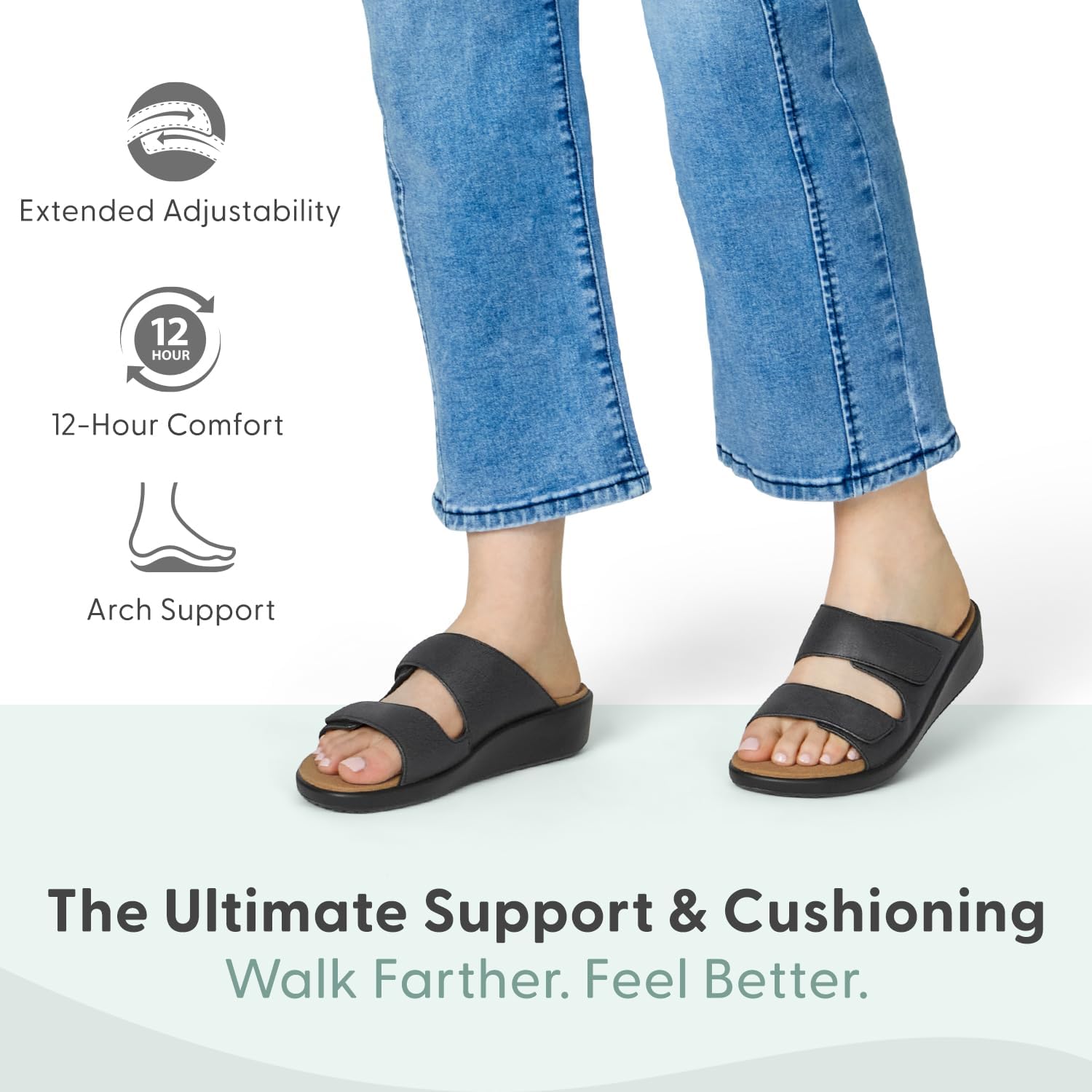 Orthofeet Women's Orthopedic Cruz Wedge Slide Sandals