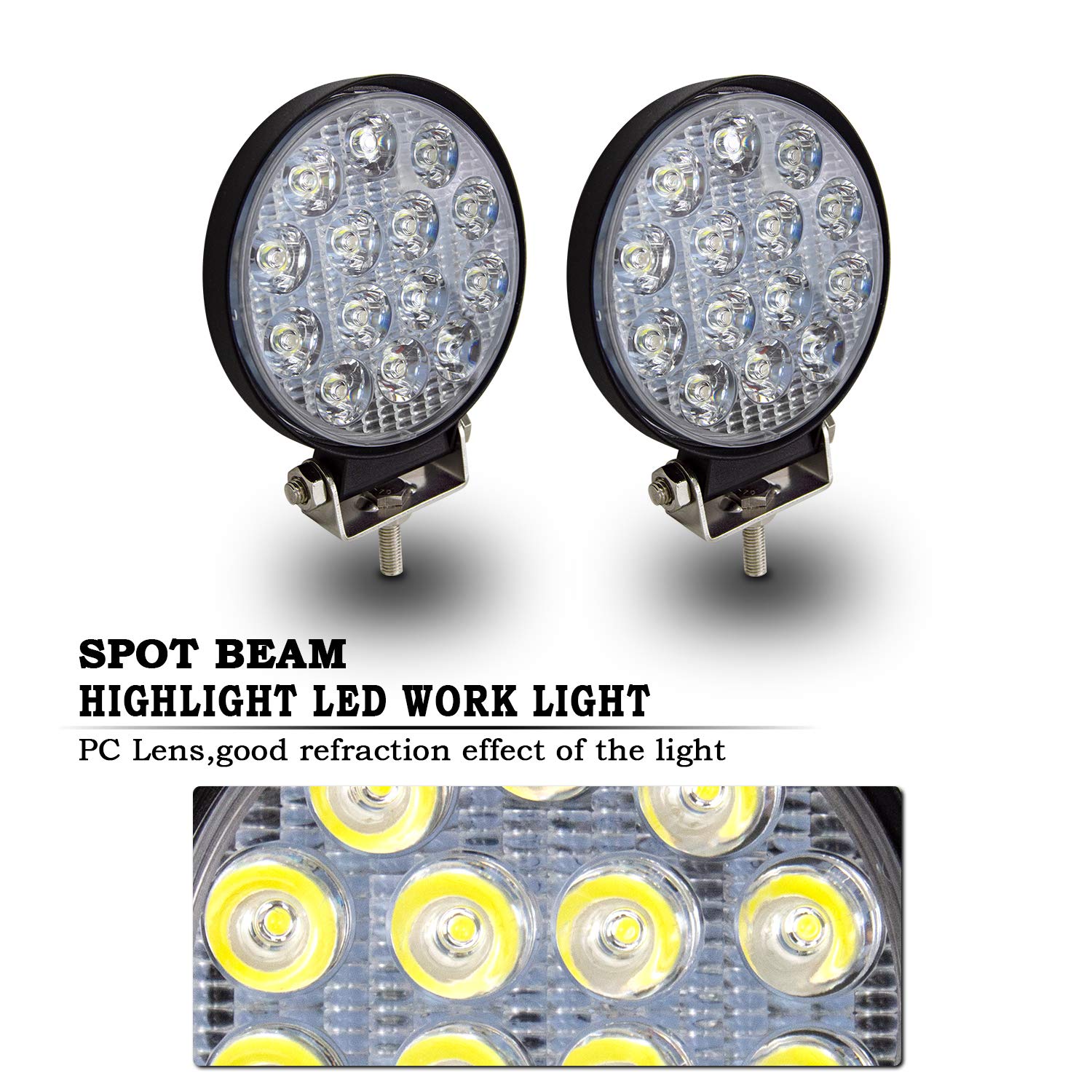 Willpower - 2 luci da 4 pollici, 42 W, LED, per fuoristrada, 12 V 24 V, impermeabili, fendinebbia, luci da lavoro per camion, trattore, auto, 4x4, ATV, UTV, SUV, barca