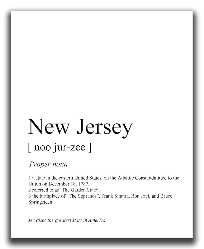 NJ Wall Decor 8x10" UNFRAMED Print Definition Of 'New