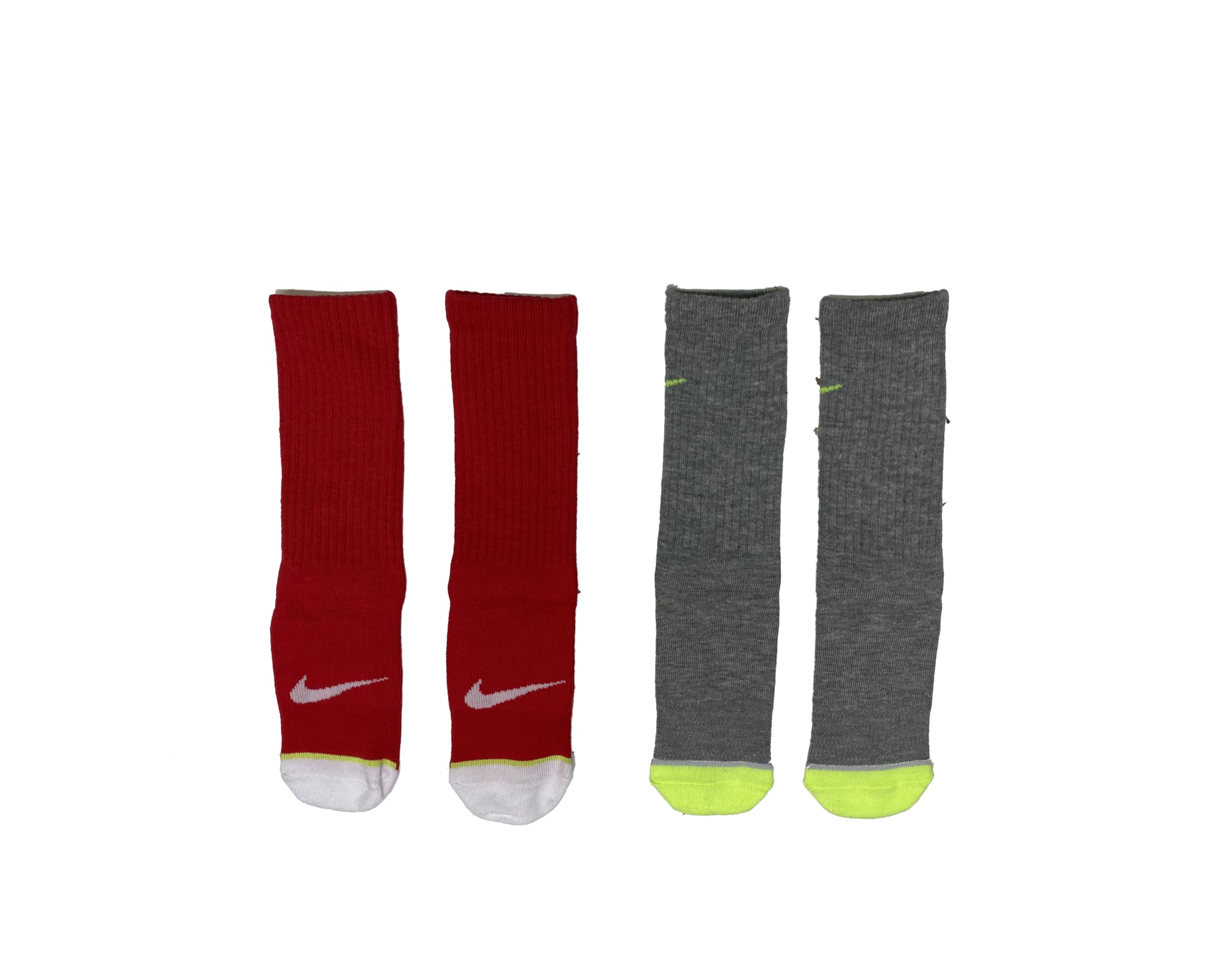 Nike Little Kids' Lightweight Crew Socks 2 Pack (Grey(UN0399-U10)/R, 5-7)