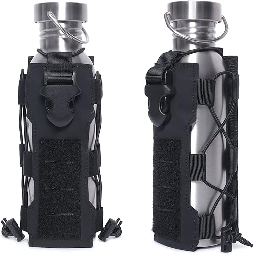 Miniatura 6 de Soporte para botella de agua ajustable Molle con diseño de corte láser 2023, 40 onzas, negroverdemarrón coyote bolsa táctica para botella para