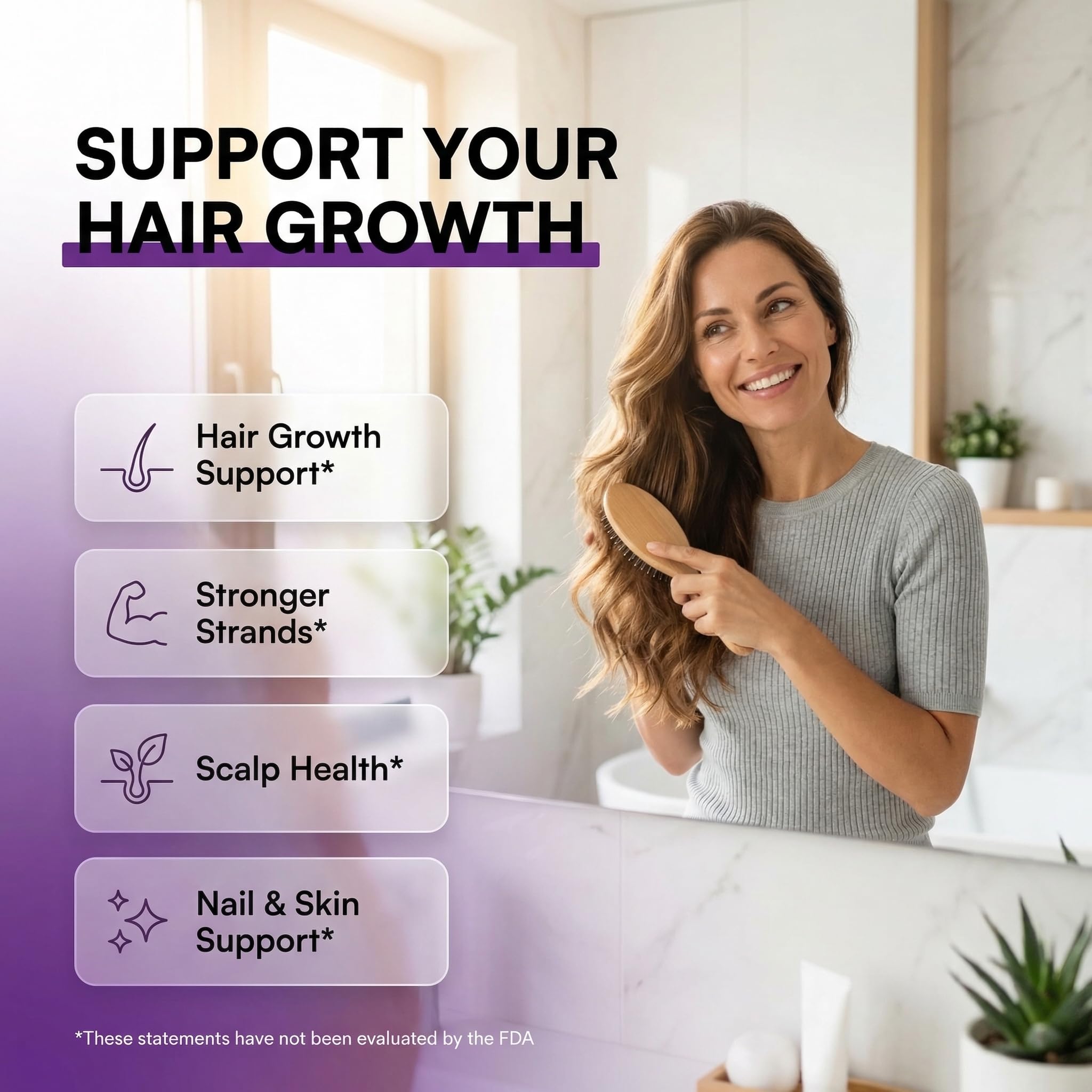 Biotin Gummies for Hair Growth, Hair Vitamins for Women with Collagen Keratin Zinc Saw Palmetto Horsetail Astaxanthin Pumpkin Seed MSM Grape Seed Iron Vitamins A D E, GrowVana by Clean Nutra 90 Count — Amazon image 2