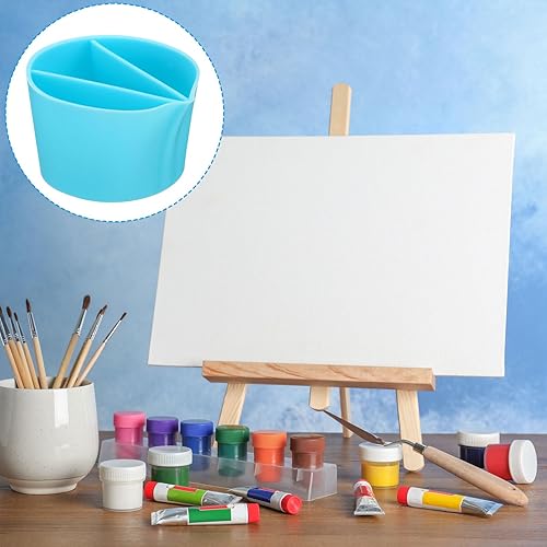Miniatura 5 de PATIKIL Vasos divididos de silicona para verter pintura, herramientas de pintura reutilizables de resina con 3 canales divisores para arte fluido,