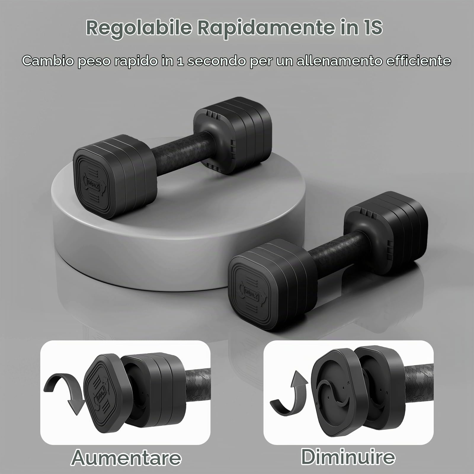 Dripex Set di manubri regolabili, 1 paio da 2,5 kg x 2 o 5 kg x 2 o 7,5 x 2, 6 dischi con un peso di 0,25 kg o 0,5 kg o 0,75 kg