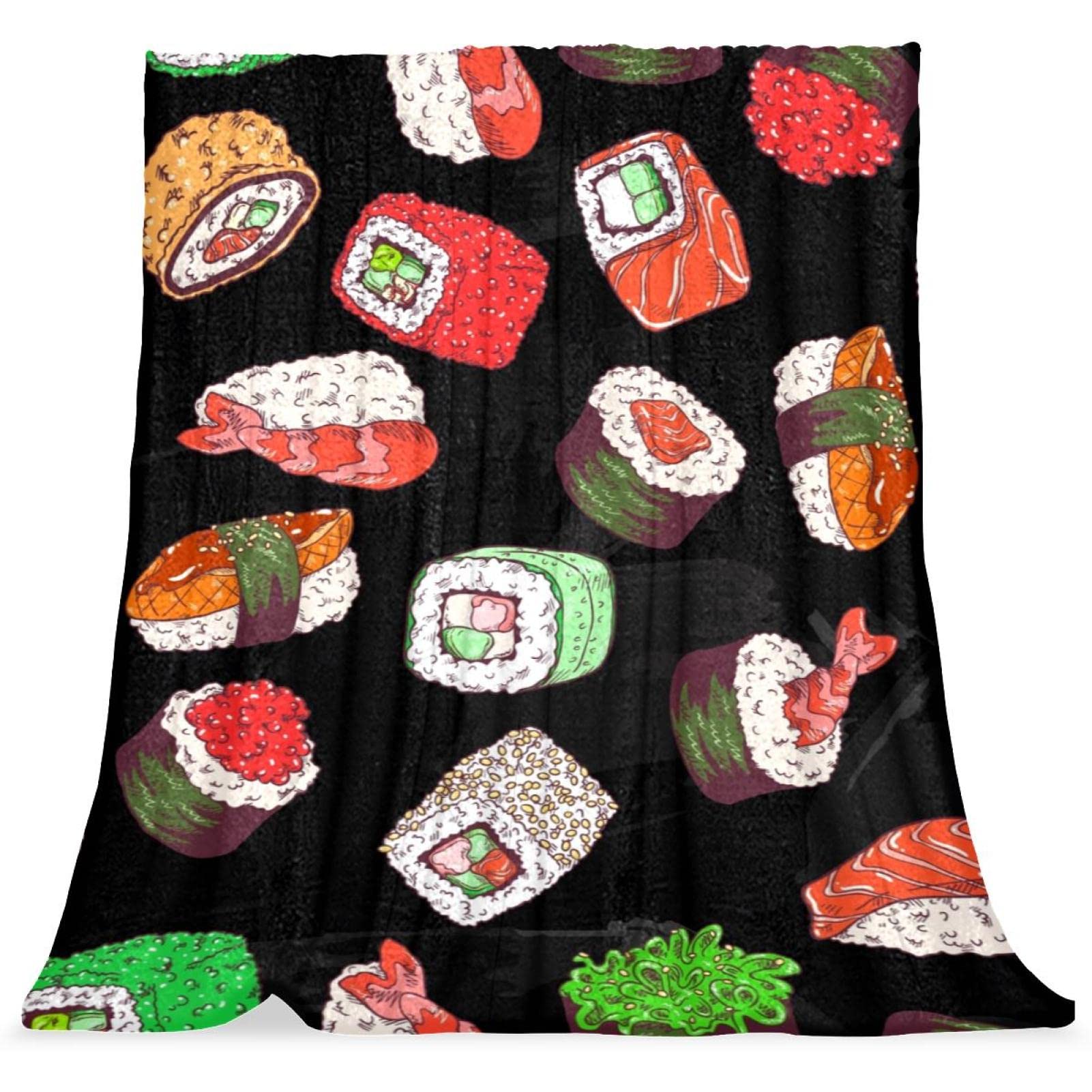 Couvre-lit TBOUOBT douillet motif sushi japonais pour lit d'enfant