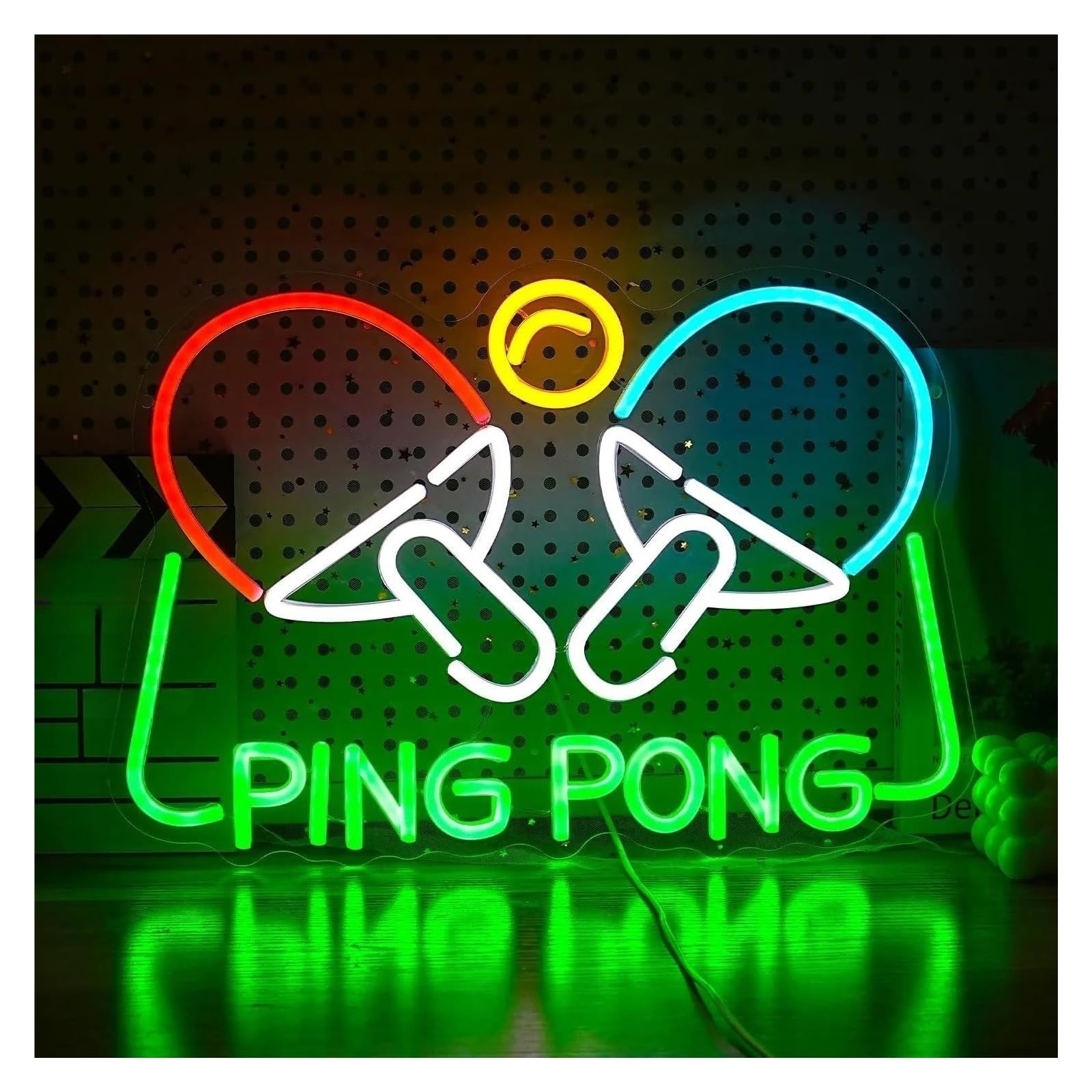 Decoración Lámparas Letrero De Neón PING PONG Con Luz Regulable Y Alimentación Por USB Para Amantes Del Tenis De Mesa, Decoración Deportiva Personalizada, 42cmx29cm