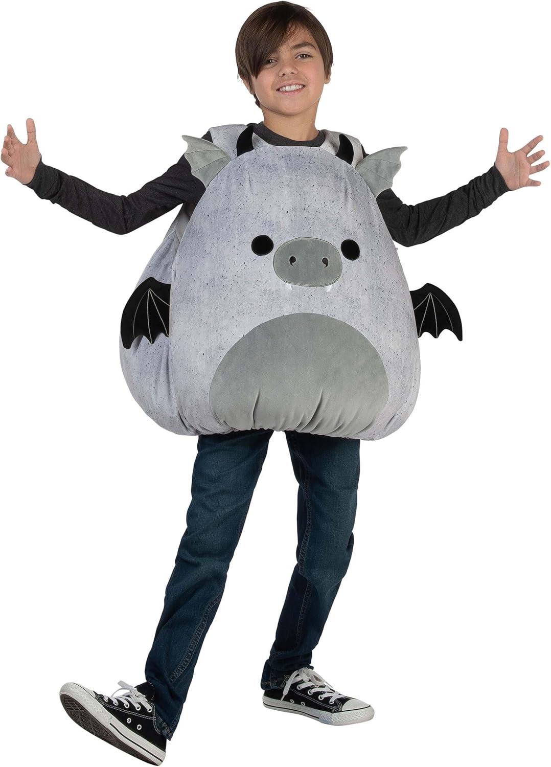 Kids Gio the Gargoyle Squishmallows Costume | Halloween Plush Tunic with Wings, Embroidered Details