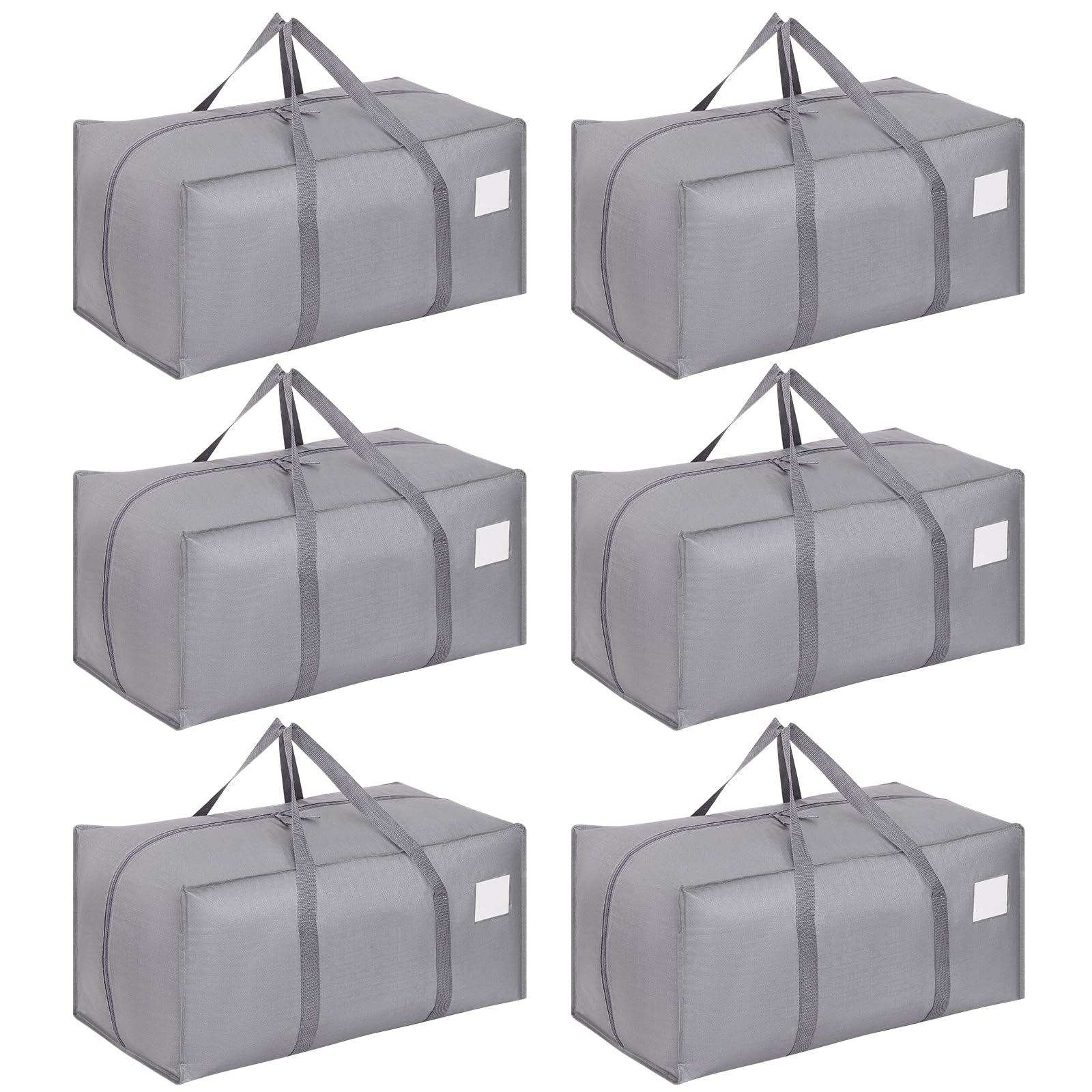 Dntorx 6 Pack 90L Moving Bags, Heavy Duty Moving Totes, Waterproof Storage Bag with Zips for Clothes Storage Moving Travelling Camping（Grey