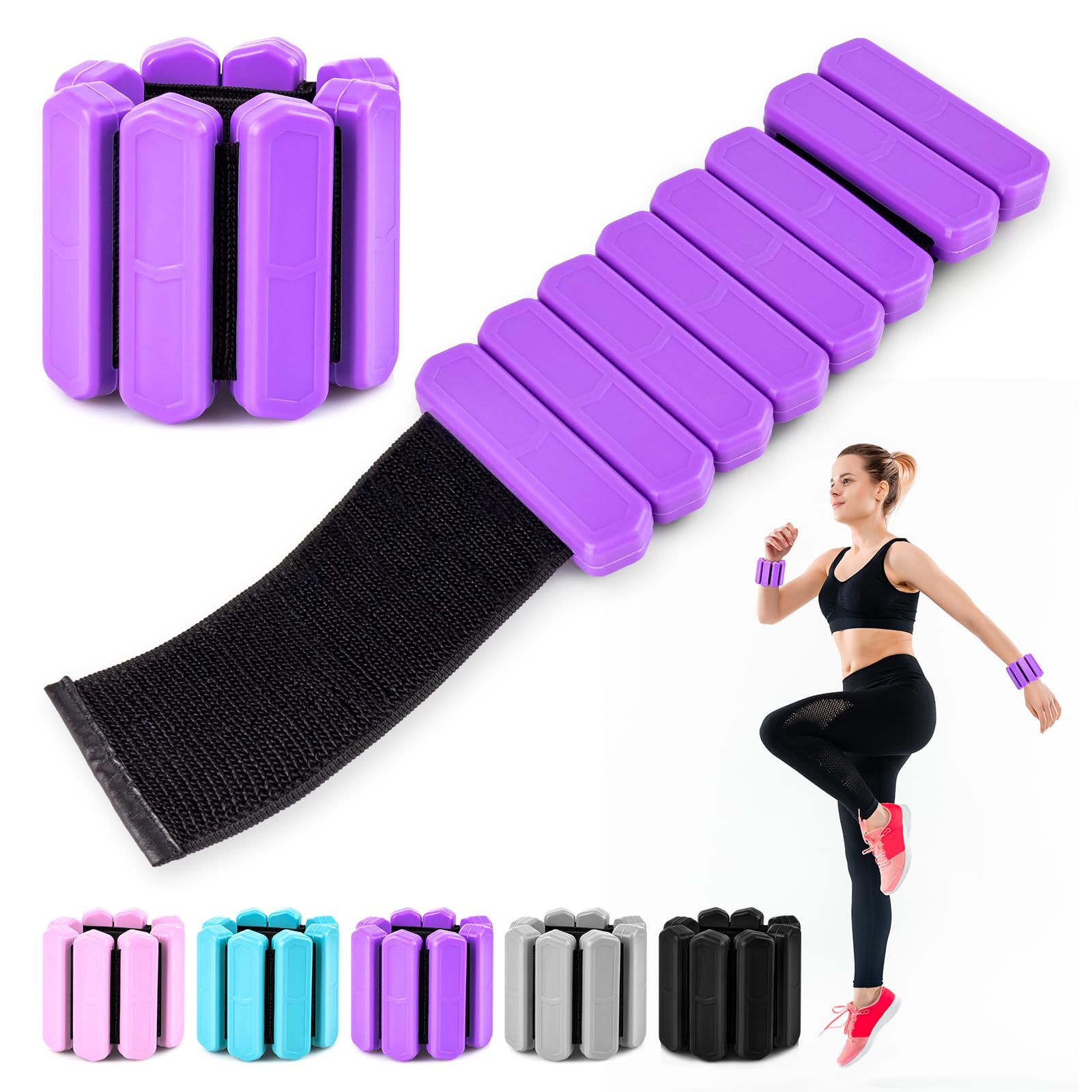 Wrist & Ankle Weights for Women Men, Adjustable Wrist Weighted Bracelet for Home Gym Workout, Walking, Running, Travel, Pilate, Yoga, Exercise,Strength Training. Set of 2 (1Lb Each) (Pink)