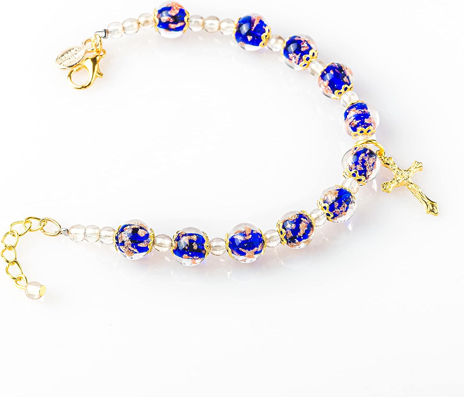 Handmade Bracelet - Murano Glass Rosary Bracelet - Aventurine Glass Beads Hand Blown Glass