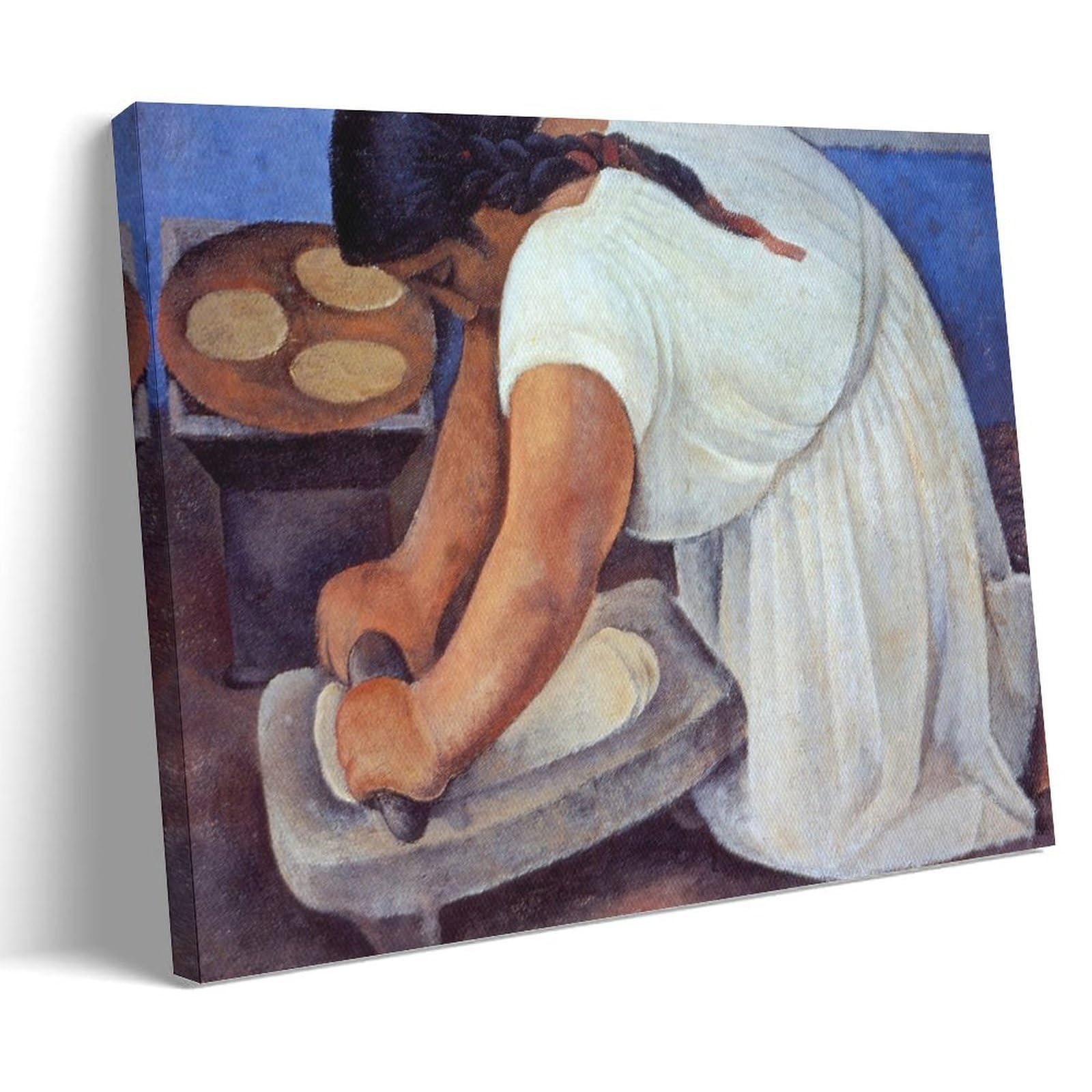 Frau Beim Mahlen Von Mais Poster Canvas Print Art Rustic Modern Wandkunst Gemälde Bilder Wanddeko Elegant Wohndeko Für Wohnzimmer Küche Schlafzimmer by Diego Rivera's Modern Home Schlafzimmer Wand Kun