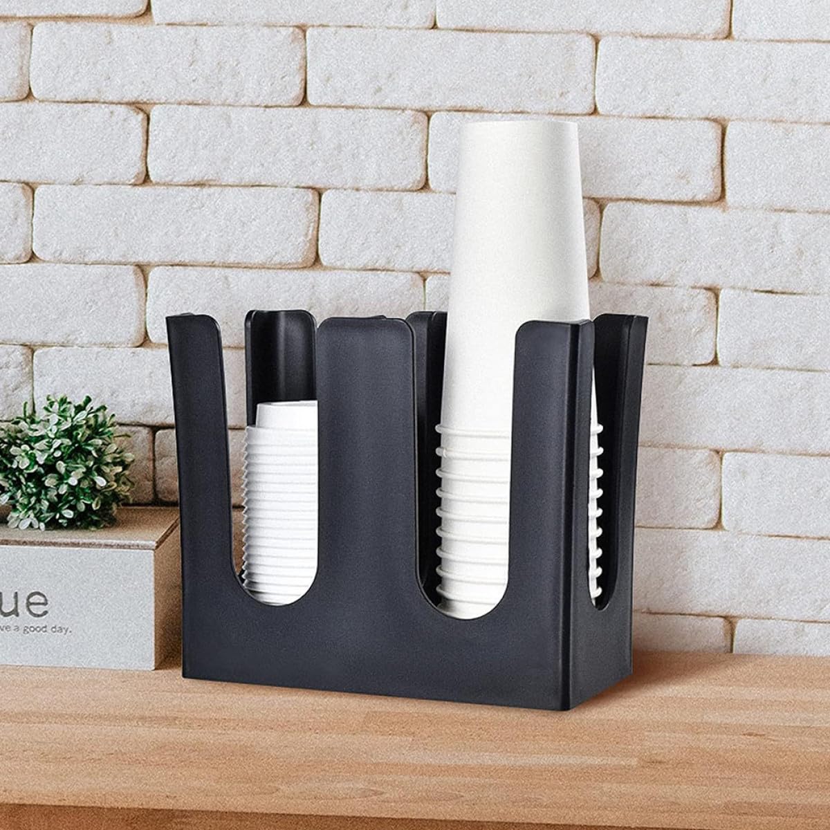 Support de Rangement Pratique et Résistant en Acrylique pour Gobelets Jetables Noir, Grosse Capacité Porte-gobelets Papier pour Bureau et Maison