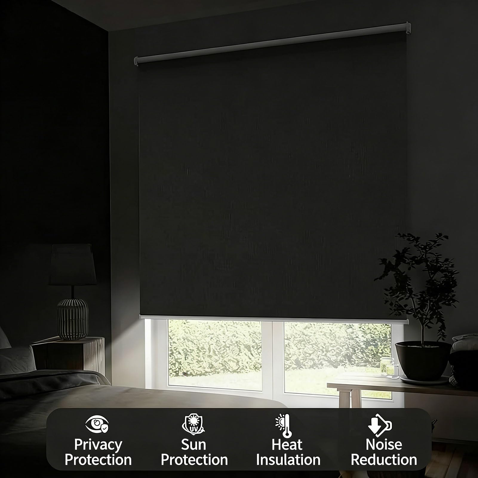 Estor Enrollable Interior, Estor Opaco Sin Cuerda, con Sistema de Parada Automática, Aislamiento Térmico y Bloqueo de Luz, Instalación en Pared o Techo (Beige W100xH100cm)