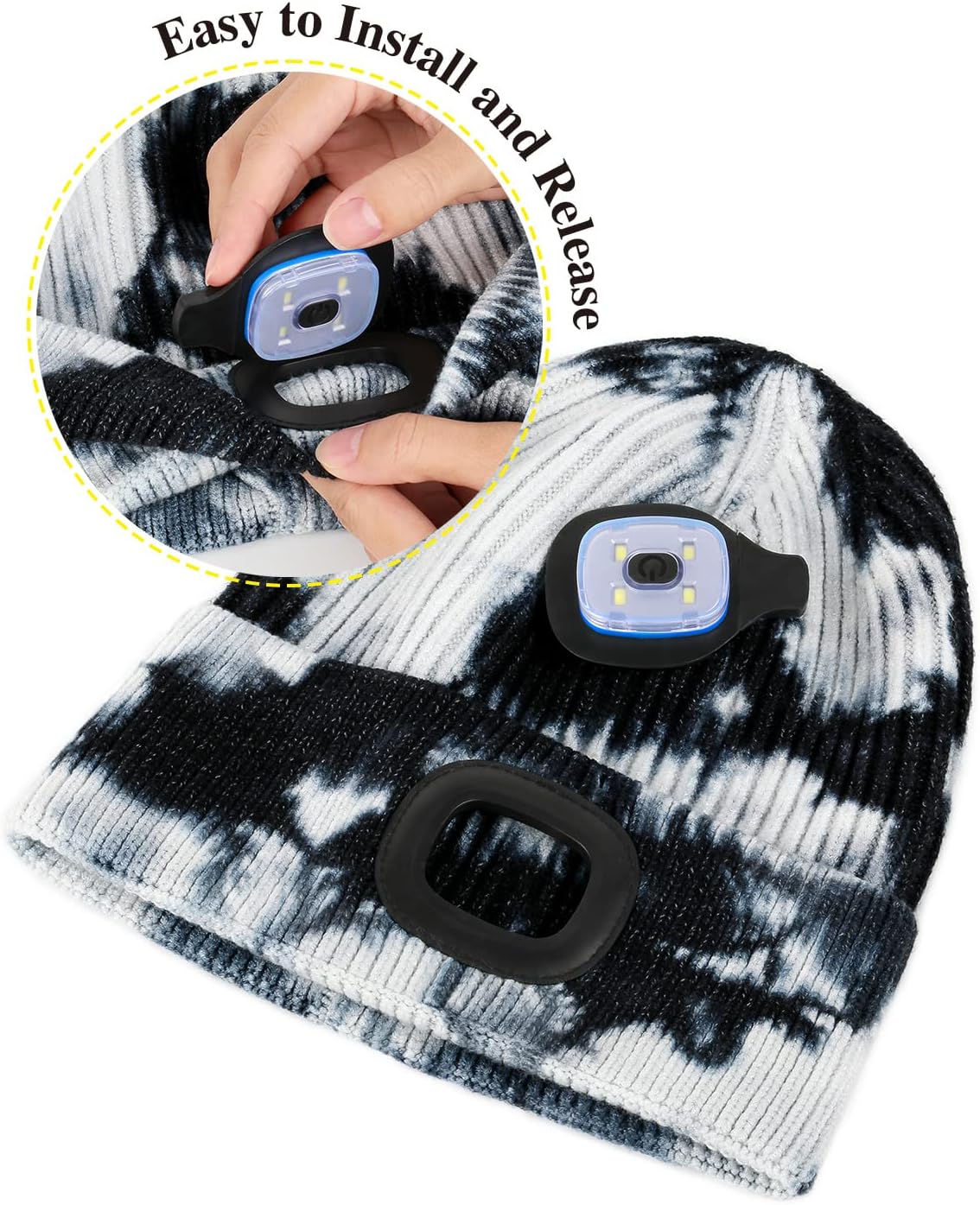 MELASA Unisex Hat with Light, USB Rechargeable Hands Free Headlamp LED Beanie, Winter Gifts for Men Dad Father Husband Him - Image 4