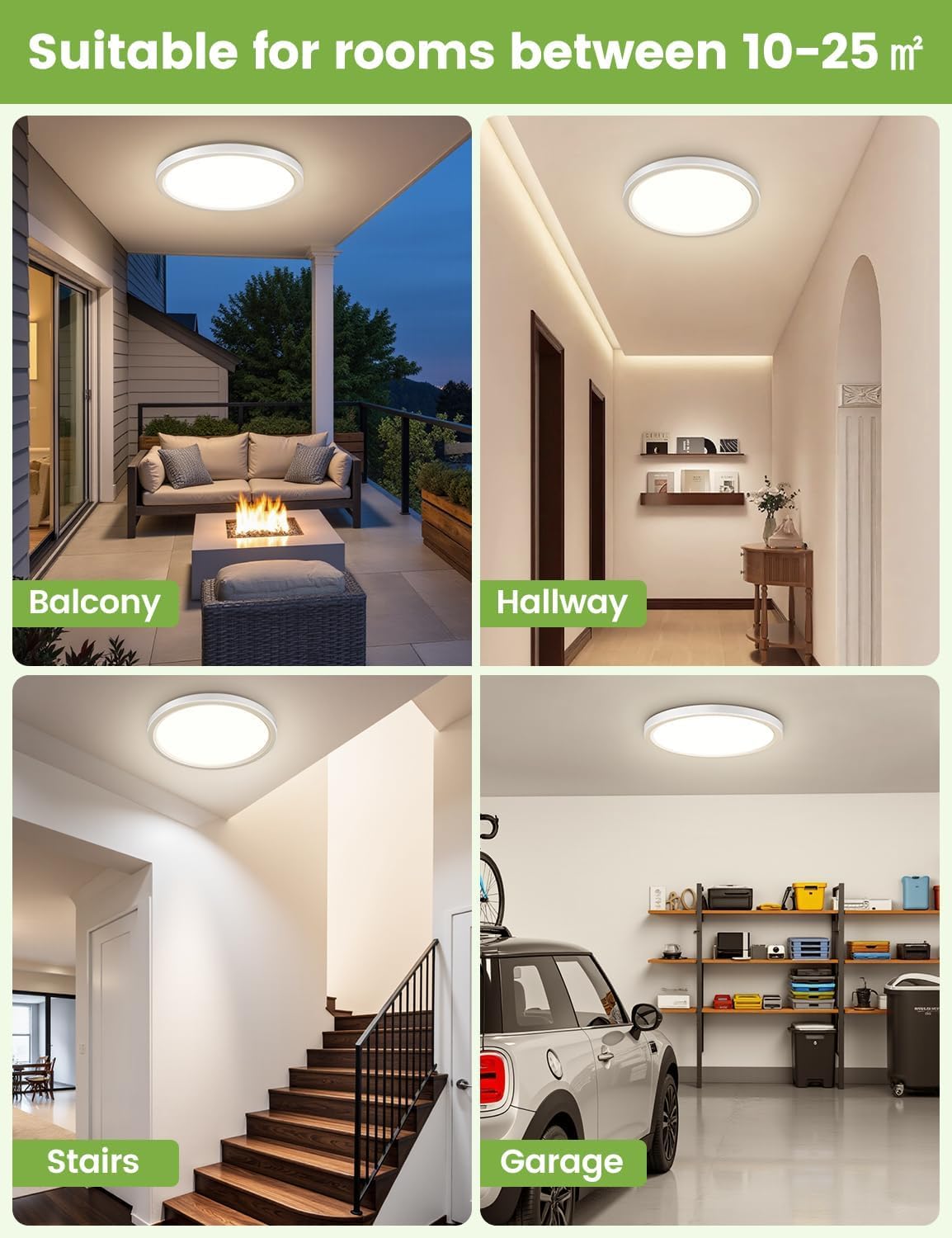 Lampa Sufitowa LED 18W z Czujnikiem Ruchu i Czujnikiem Zmierzchu, 1800 LM Ultracienka Okrągła Lampa Sufitowa Ø23, 3000K/4000K/6500K, do wnętrz, korytarza, schodów, kuchni, garażu