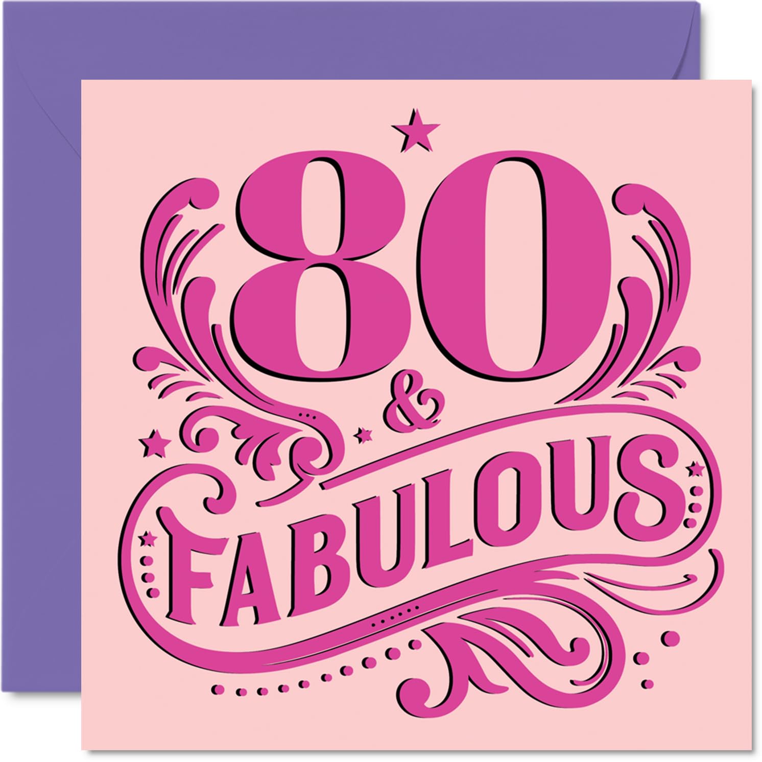 80th Birthday Cards for Women - Fabulous - Happy Birthday Card for 80 Year Old Woman Nana Nan Nanny Gran, 145mm Bday Greeting Cards