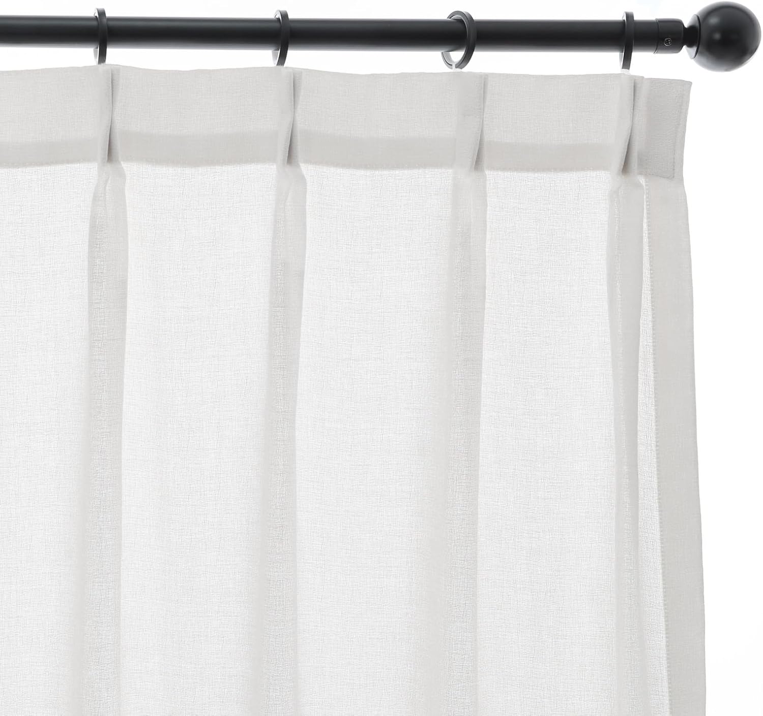 White Pinch Pleated Window Sheer Curtains 96 Inches Long 2 Panels,Allow Light Come in and Offer Enough Privacy Sheer Window Panels Drapes, 52" W x 96" L x2