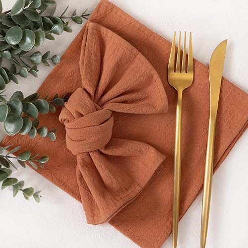 Miniatura 4 de Socomi Servilletas de tela de terracota para otoño y verano, lavables, reutilizables, a granel, juego de 10 servilletas de lino de 17 x 17 pulgadas