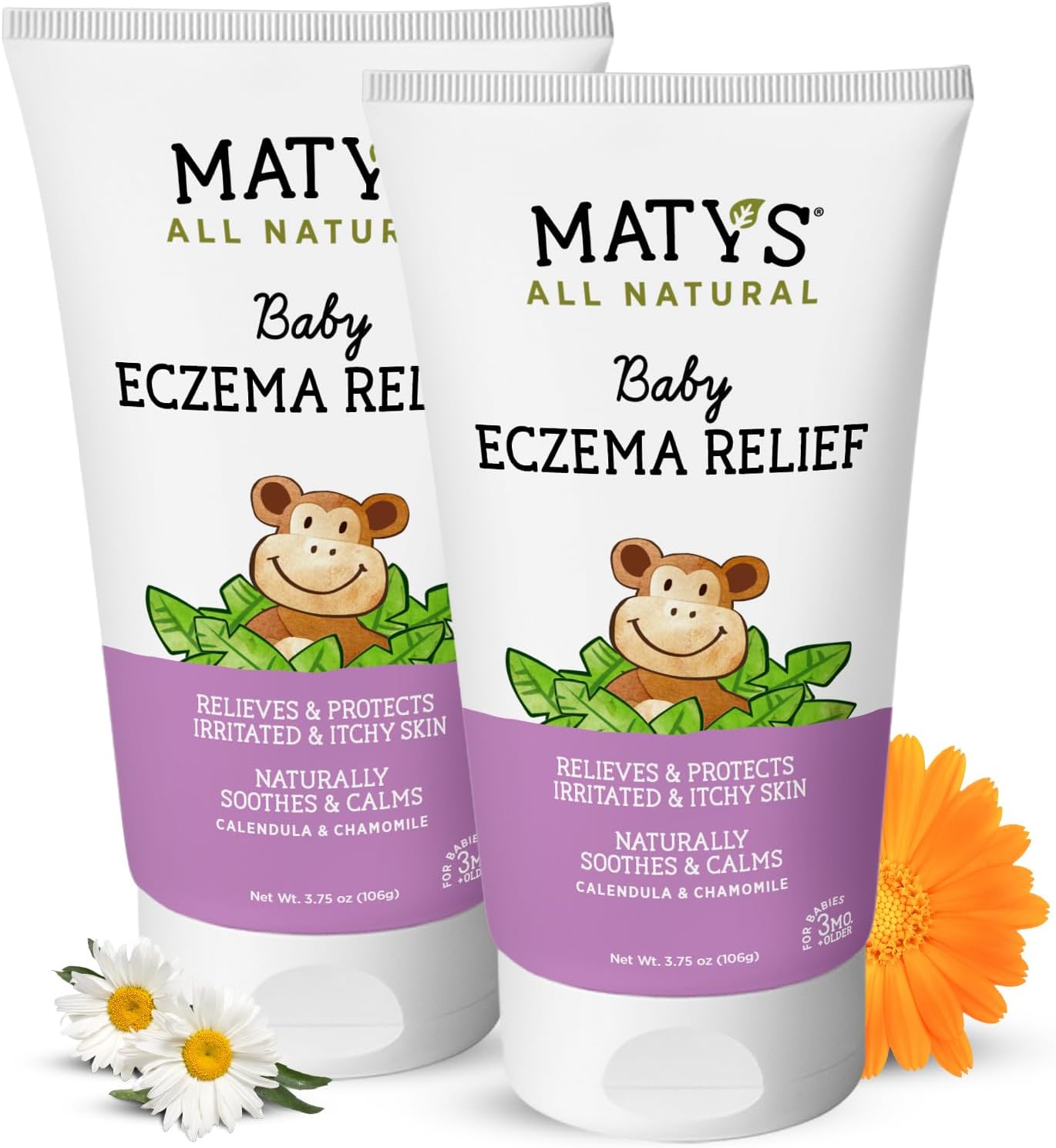 Matys Baby Eczema Cream, Relieves & Protects Dry Itchy Sensitive Skin from Flare Ups, Steroid Free, Safe for Kids & Babies 3 Months + with Colloidal Oatmeal, Calendula, Lavender, 2 Pack, 3.75 oz each