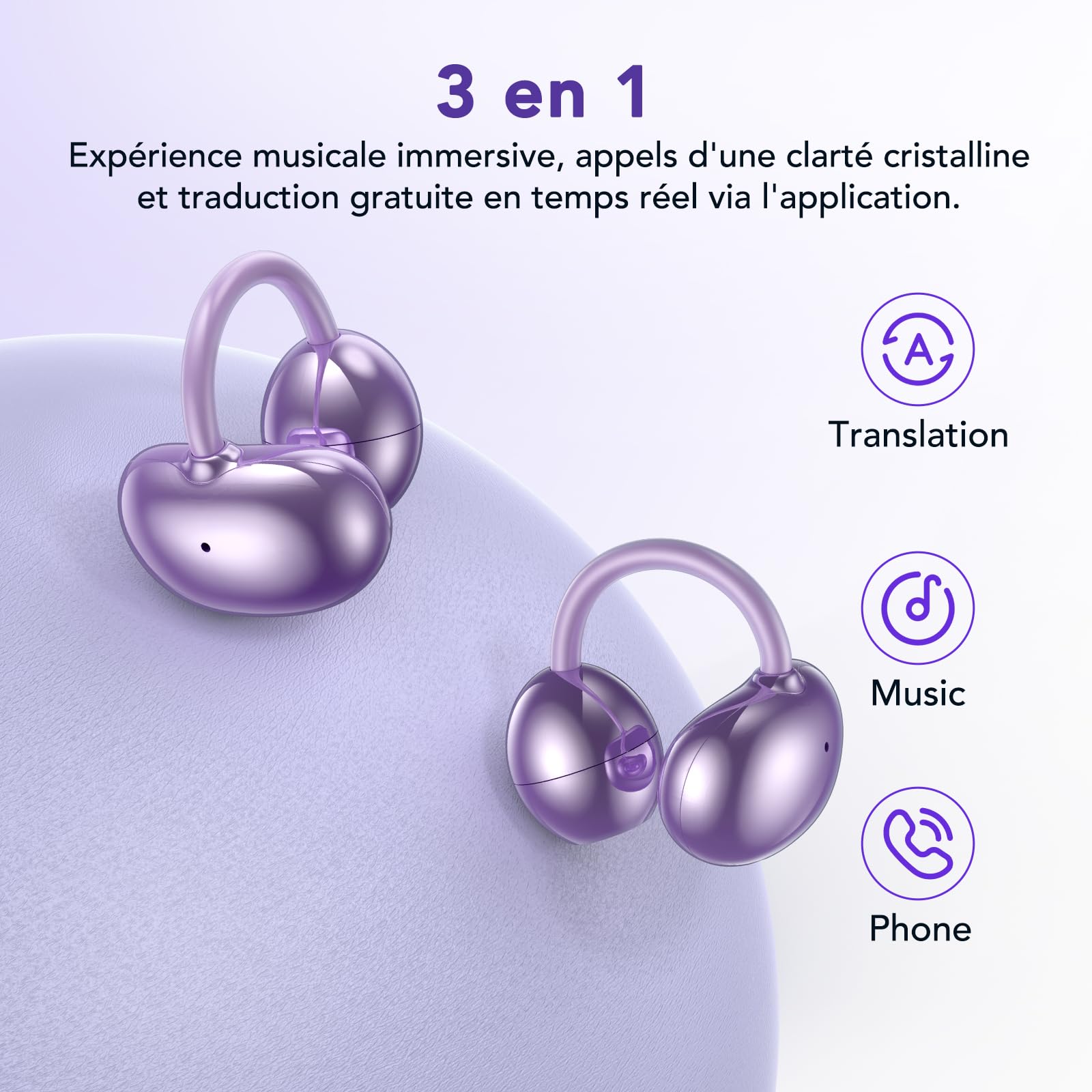 NE32 Traducteur Instantané 165 Langues Écouteurs Sans Fil Bluetooth 6.0 48H Autonomie ENC