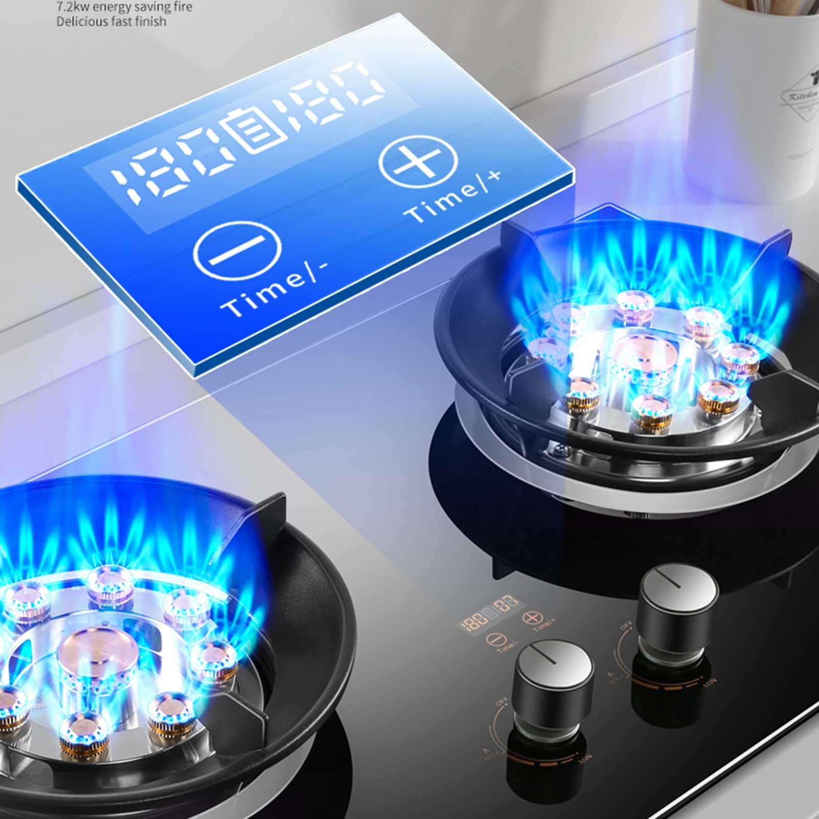 Estufa A Gas Vitrocerámica Placa De Gas, Tapa De Cristal Templado 5/5.2KW 2 Fuegos, Placa De Cocina For Sobremesa E Instalación Empotrada, GLP/GN (Size : LPG)