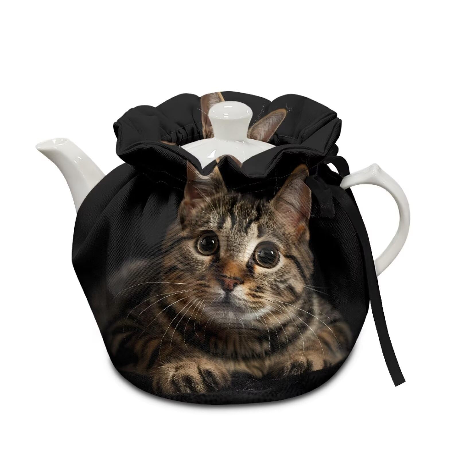 Xoenoiee Cute Cat Black Pattern Tea Cozy Teapot Cover Thermal Insulation Tea Pot Cosy Teapot Cover Home Kitchen Table Tea Pot Cover Teapot Cozy Warmer
