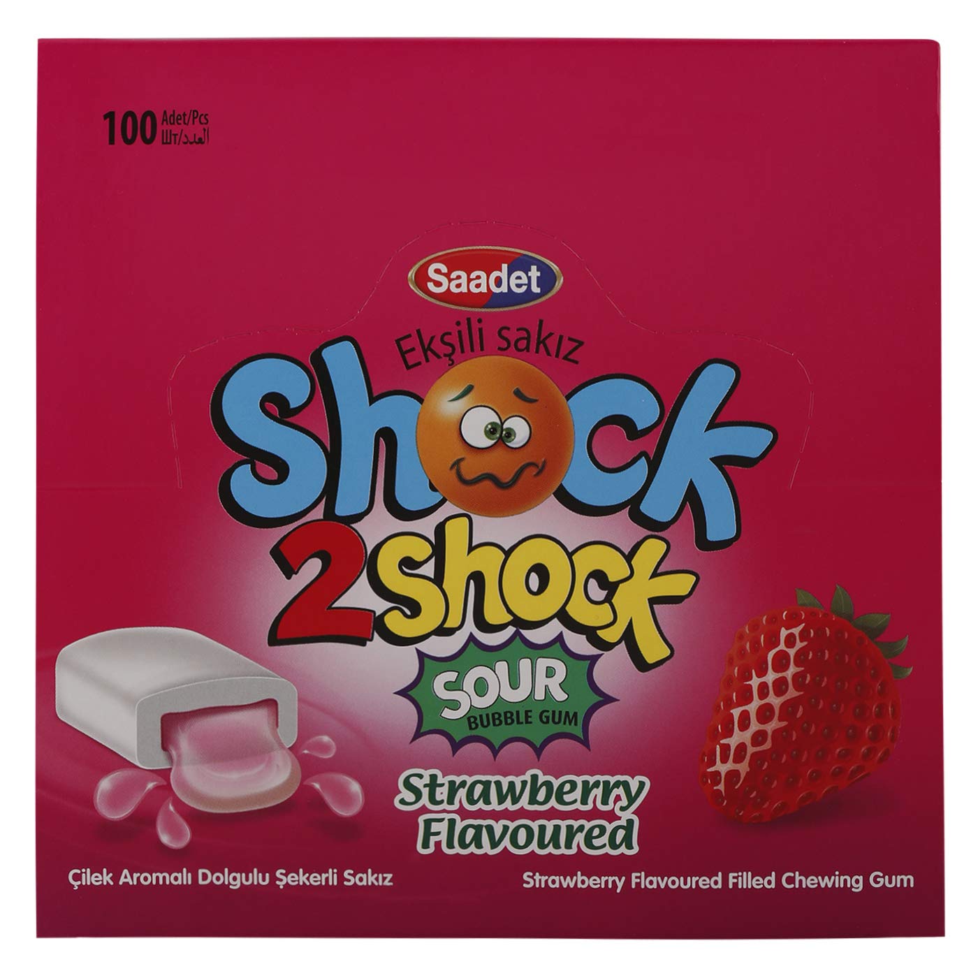 Saadet Shock 2 Shock Sour Strawberry Flavour Chewing Gum, 4 gm
