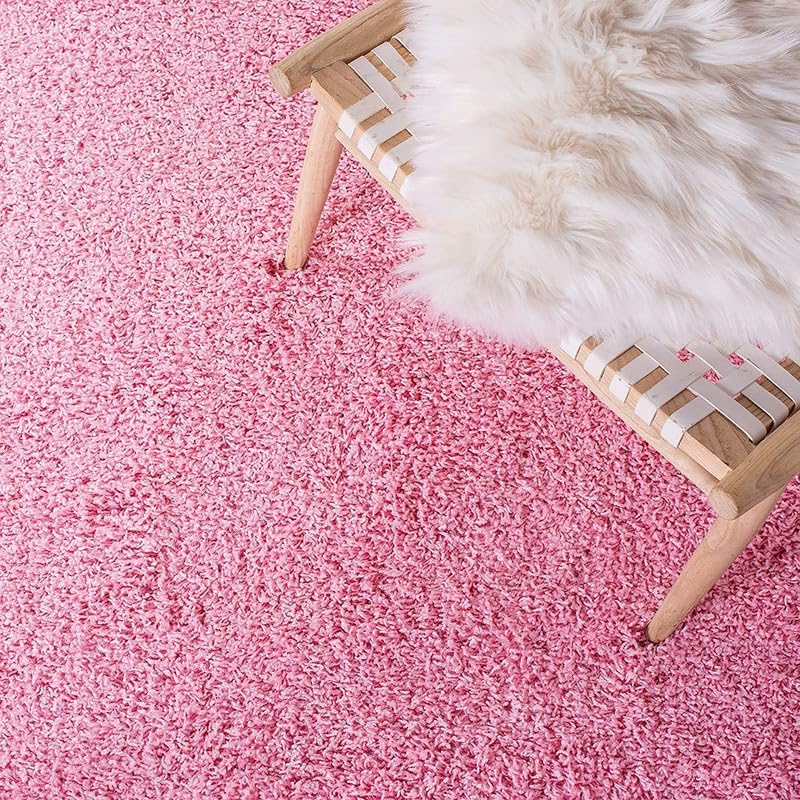 Image of FIASCO Polyester Shaggy Bedside Runner, Soft Indoor Modern Shaggy, Soft Rugs for- Living Room, Dinning Room, Office, Bedroom & Hallway Carpet Rugs Size 9X12 Pink
