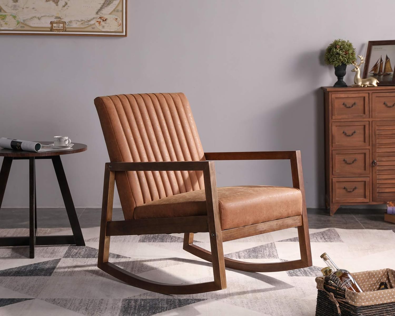 Buy Cimoo Faux Leather Rocking Armchair For Nursery Mid Century Modern Recliner Accent Chair Comfy Lounge Arm Chair For Bedroom Living Room Buy Cimoo Faux Leather Rocking Armchair For Nursery Mid Century Modern Recliner Accent Chair Comfy Lounge Arm Chair For Bedroom Living Room