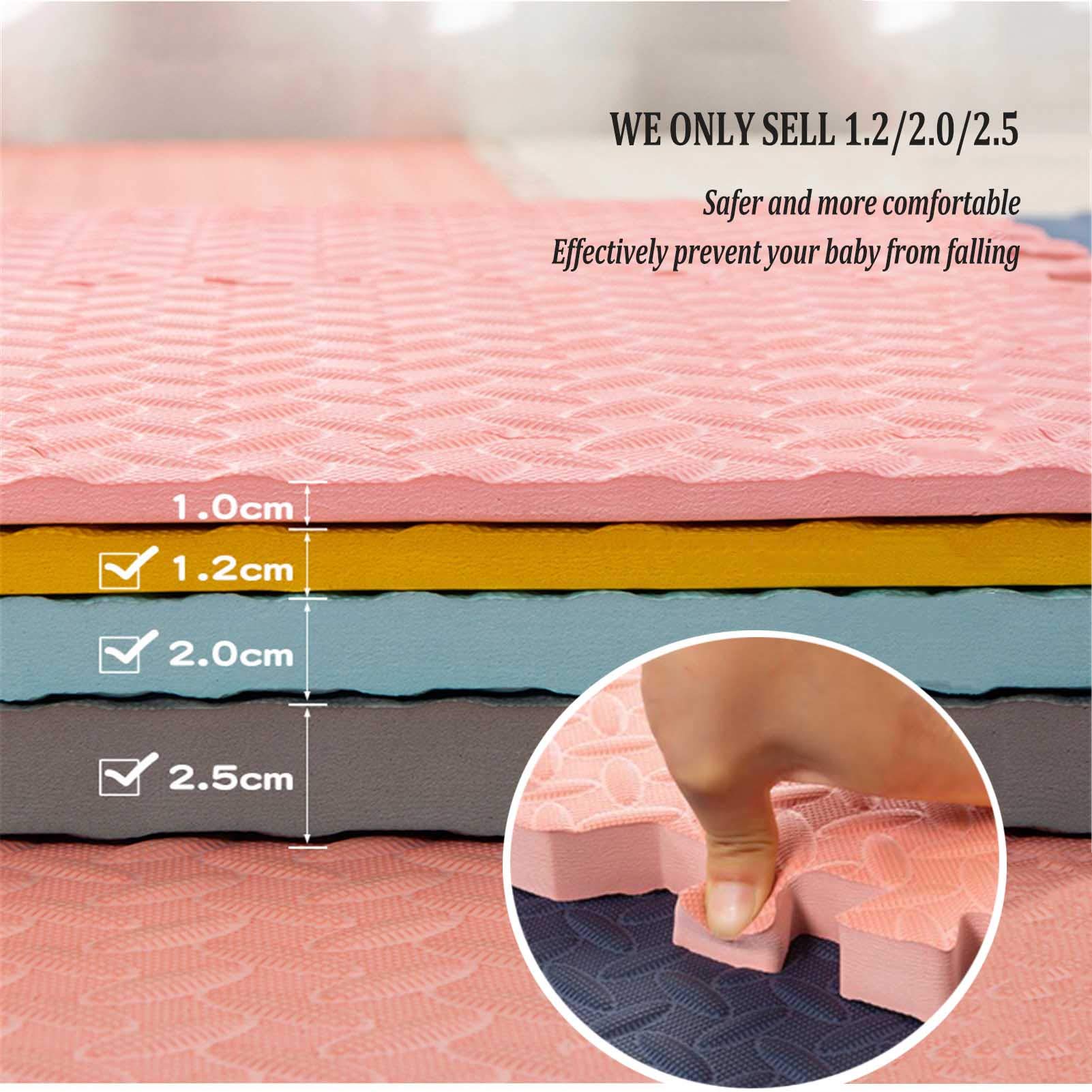 Tapis De Jeu en Mousse pour Enfants, Carreaux De Tapis De Jeu en Mousse pour Enfants avec Bords - Parfaits pour La Protection du Sol, Garage, l'exercice, Yoga, Salle Jeux,Blue+Pink,4