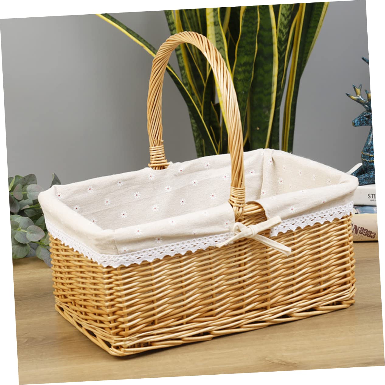 BESPORTBLE 1kawałek Koszyk Wicker z Wierzby Elegancki Koszyk Do Przechowywania Owoców i Kwiatów Naturalny Stabilny Idealny Do Domu i Pikników