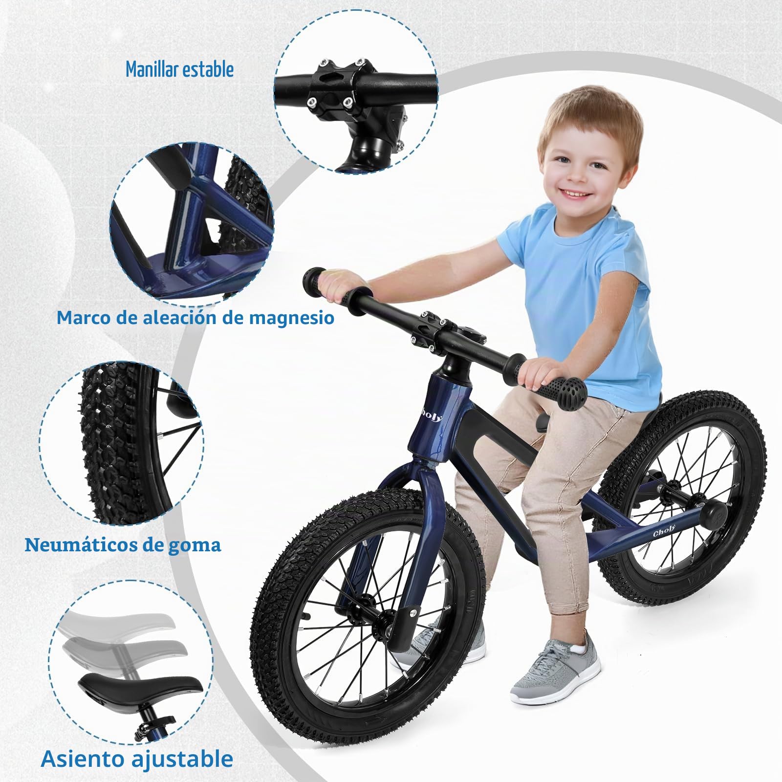 CHOLY Bicicleta infantil de 3 a 6 años de edad, bicicleta de entrenamiento ligera para niños de 3 a 6 años, con asiento ajustable, neumáticos de aire y marco de aleación de magnesio, bicicleta de