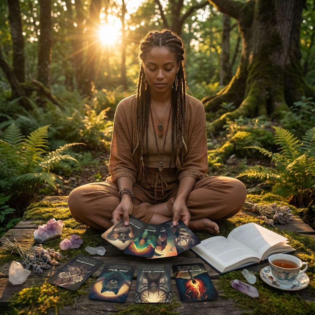 Feral Psychic: An Oracle of Untamed Truth by Safarah Starchild - Shadow Work and Self-Discovery Deck for Healing & Transformation - 60 Tarot Sized Cards with Keywords and Meanings on Them
