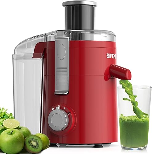 SIFENE Exprimidor centrífugo, extractor compacto de jugo de frutas y verduras con 3 modos de velocidad, canal de 2.5 pulgadas de ancho, motor de