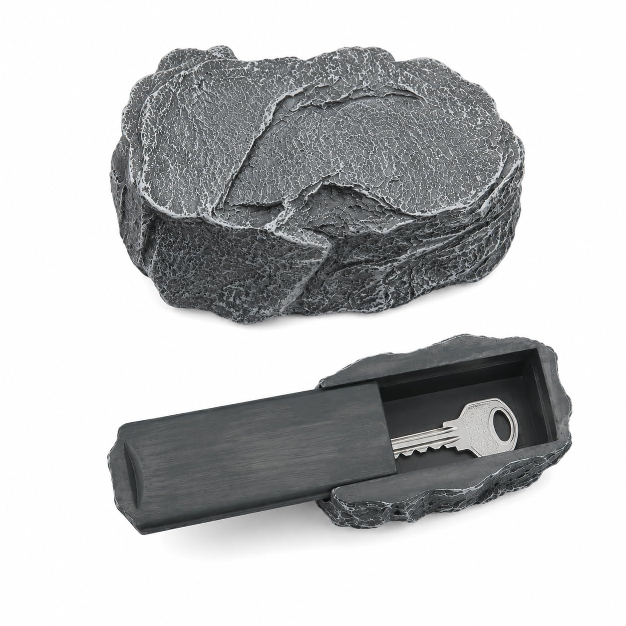 Stone With Secret Compartment, Fake Rock Key Safe Hidden Storage, Key Hider Outside Stone Hiding Place, Hide Your Spare Key Outside, Hider Stones Box for Outdoor Garden Yard Security(Gray)