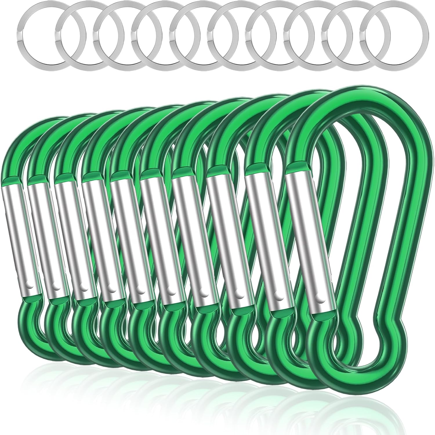 Sprookber Aluminum Carabiner, Caribeener Clips, Spring Snap Hook for Keychain Clip, Set of 10
