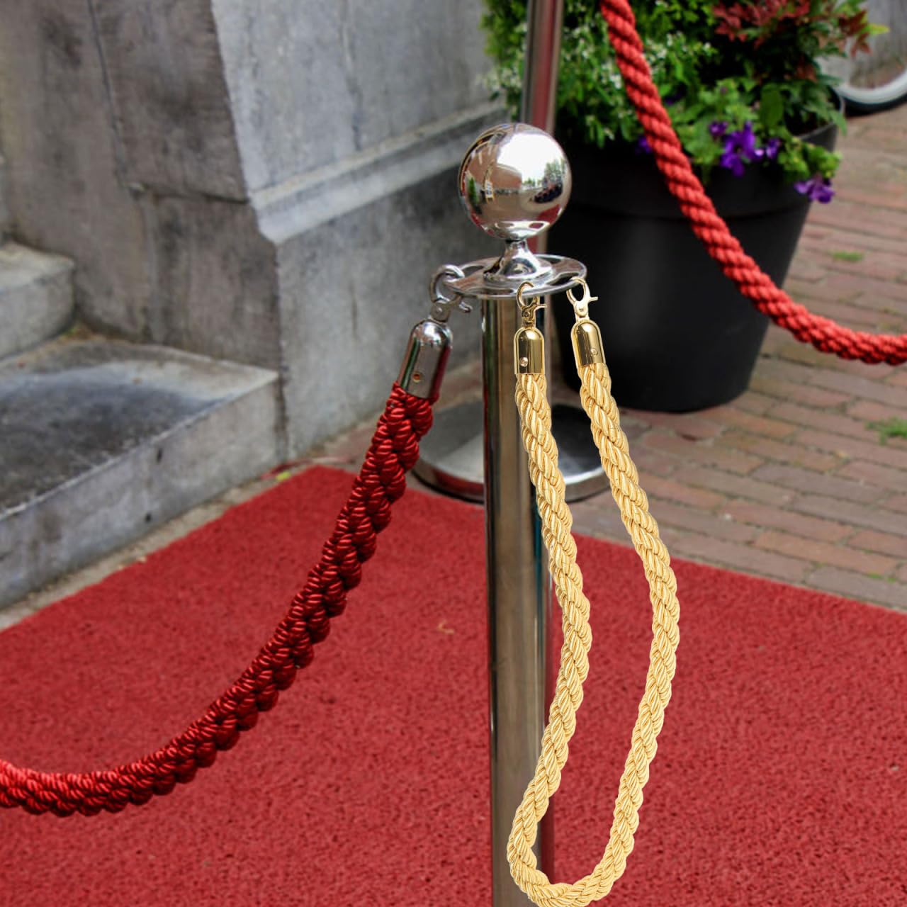 Hemoton Flax Rope Stanchion Barrier Rope with Hooks 59 Inch Crowd Control Queue Line for Hotels Museums Events and Public Spaces
