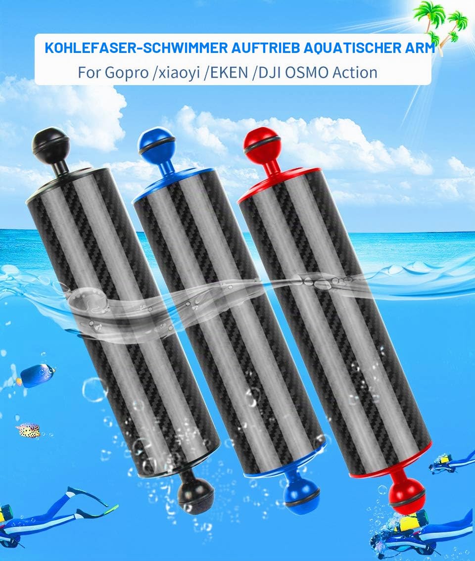 D60 mm Tauch Schwimmer Wasserlampe, Arm 108 g – 584 g 2,5 cm Doppelball 5/8/10/12 Zoll Unterwasserkamer (20,3 cm – 312 g, rot)